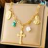 Wholesale Stainless Steel Goldplated Multielement Pendant Women's Personality Chain Necklace