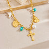 Wholesale Stainless Steel Goldplated Multielement Pendant Women's Personality Chain Necklace