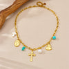 Wholesale Stainless Steel Goldplated Multielement Pendant Women's Personality Chain Necklace