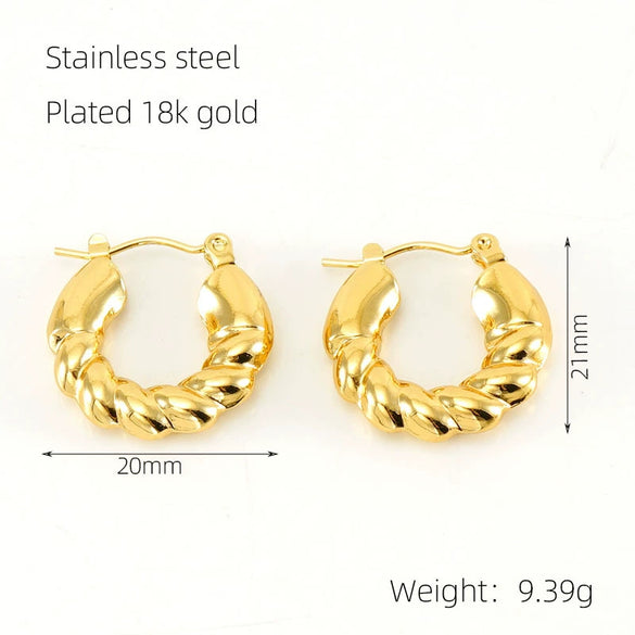 Wholesale 316L Stainless Steel Goldplated Retro Geometric Hollow Earrings