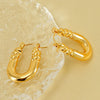 Wholesale 316L Stainless Steel Goldplated Retro Geometric Hollow Earrings