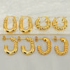 Wholesale 316L Stainless Steel Goldplated Retro Geometric Hollow Earrings