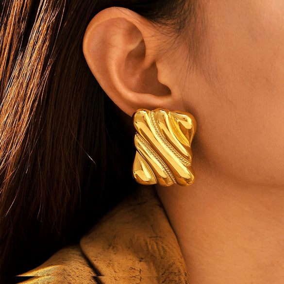 Wholesale Stainless Steel Goldplated Square Geometric Earrings For Women