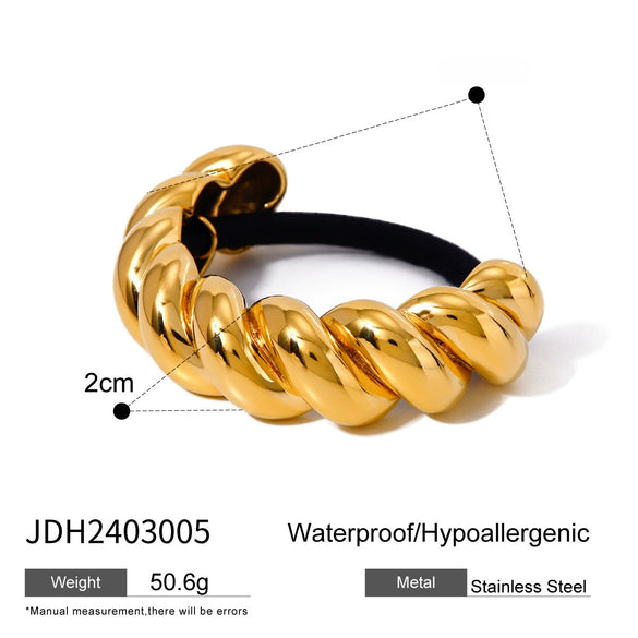 Wholesale Stainless Steel Hair Ring With Smooth U Shaped Black Rubber Band High Elasticity Electroplated