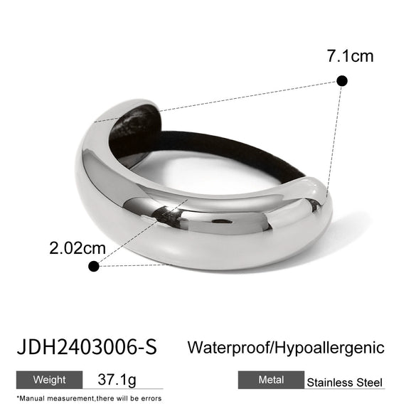 Wholesale Stainless Steel Hair Ring With Smooth U Shaped Black Rubber Band High Elasticity Electroplated