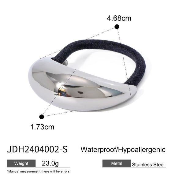 Wholesale Stainless Steel Hair Ring With Smooth U Shaped Black Rubber Band High Elasticity Electroplated