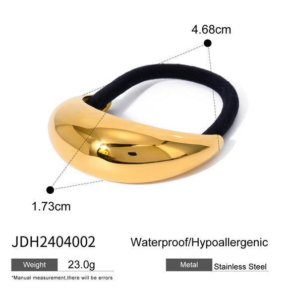 Wholesale Stainless Steel Hair Ring With Smooth U Shaped Black Rubber Band High Elasticity Electroplated