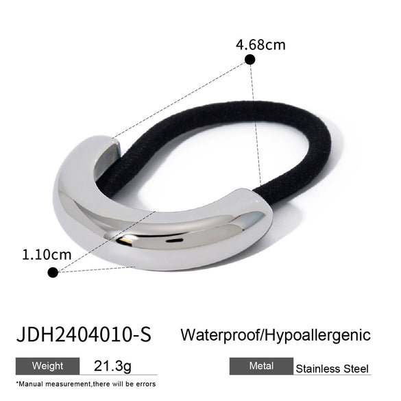 Wholesale Stainless Steel Hair Ring With Smooth U Shaped Black Rubber Band High Elasticity Electroplated