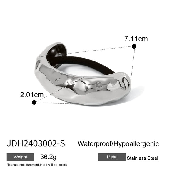 Wholesale Stainless Steel Hair Ring With Smooth U Shaped Black Rubber Band High Elasticity Electroplated
