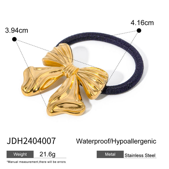 Wholesale Stainless Steel Hair Ring With Smooth U Shaped Black Rubber Band High Elasticity Electroplated