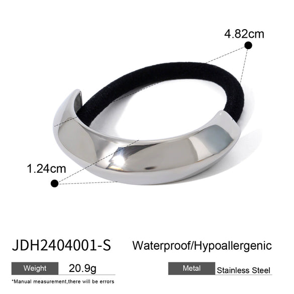 Wholesale Stainless Steel Hair Ring With Smooth U Shaped Black Rubber Band High Elasticity Electroplated