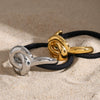 Wholesale Stainless Steel Hair Ring With Smooth U Shaped Black Rubber Band High Elasticity Electroplated