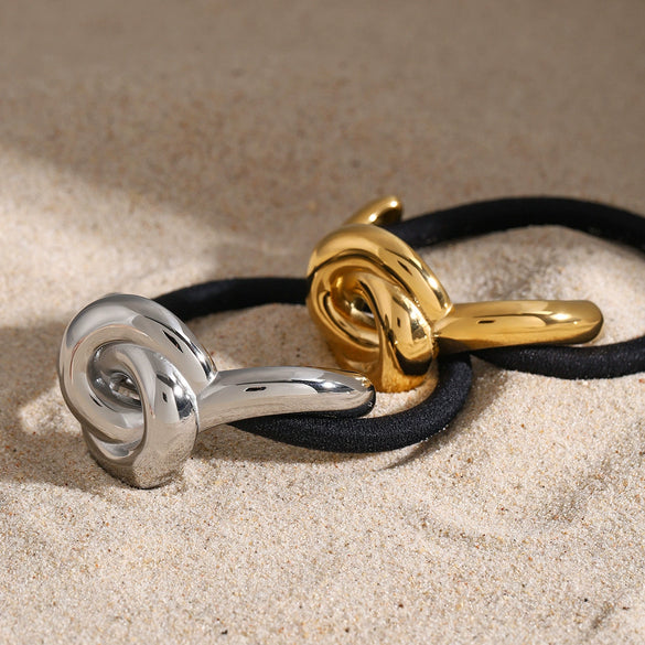 Wholesale Stainless Steel Hair Ring With Smooth U Shaped Black Rubber Band High Elasticity Electroplated