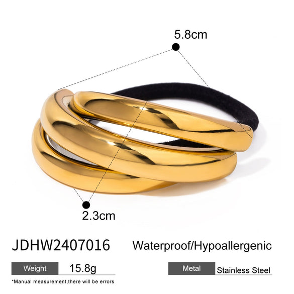 Wholesale Stainless Steel Hair Ring With Smooth U Shaped Black Rubber Band High Elasticity Electroplated