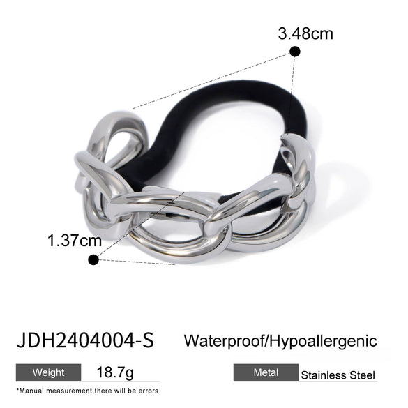 Wholesale Stainless Steel Hair Ring With Smooth U Shaped Black Rubber Band High Elasticity Electroplated