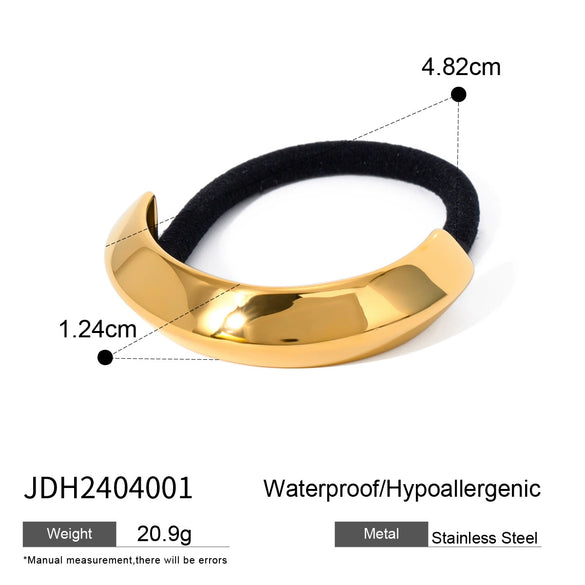 Wholesale Stainless Steel Hair Ring With Smooth U Shaped Black Rubber Band High Elasticity Electroplated