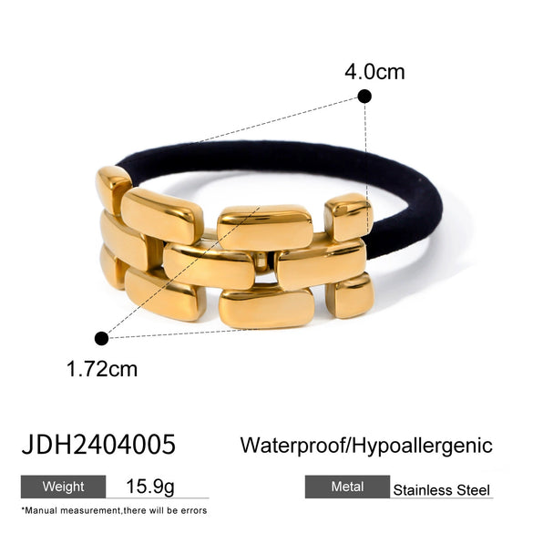 Wholesale Stainless Steel Hair Ring With Smooth U Shaped Black Rubber Band High Elasticity Electroplated