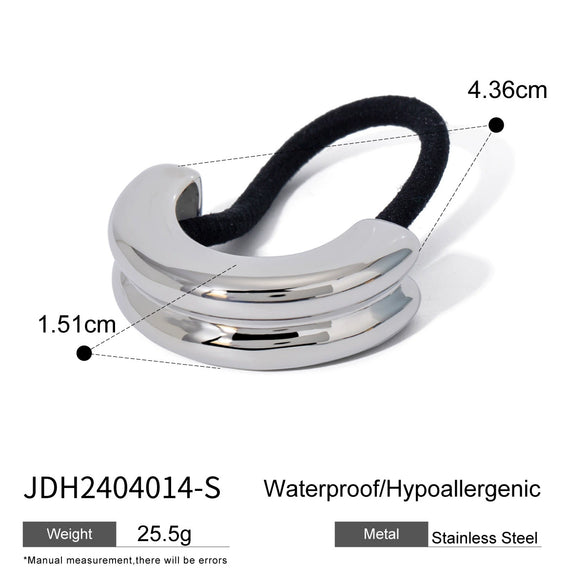 Wholesale Stainless Steel Hair Ring With Smooth U Shaped Black Rubber Band High Elasticity Electroplated