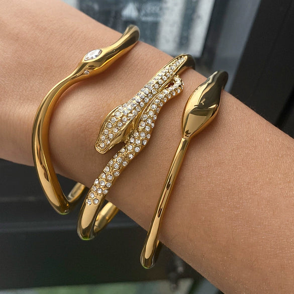 Wholesale Stainless Steel Hammer Pattern Snake Series Electroplated Nonfading Stylish Bracelet Jewelry