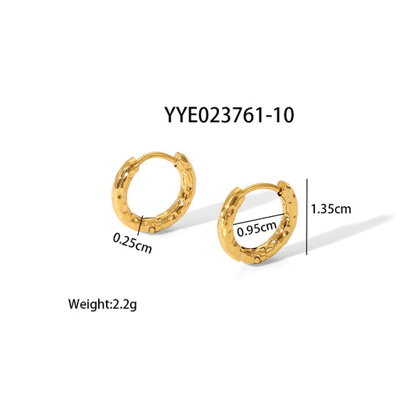 Wholesale Stainless Steel Hammered Earrings With Pvd Furnace Real Gold Electroplating Simple Light Luxury Plain Ring Earrings