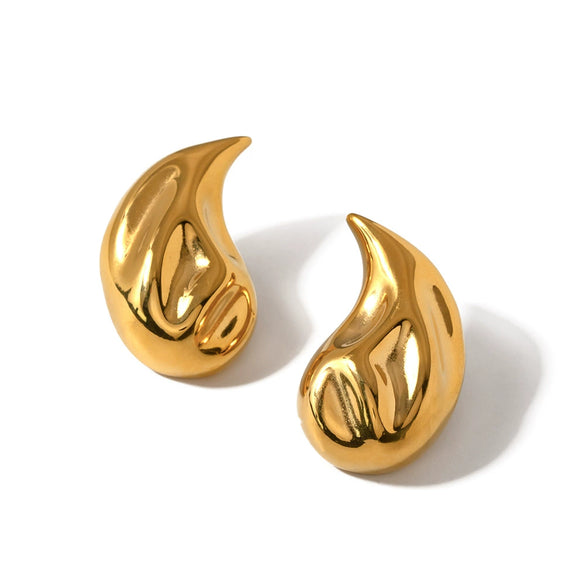 Wholesale Stainless Steel Hammered Electroplated Geometric Water Drop Shape Earrings For Women