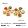Wholesale Stainless Steel Hammered Flower Cat's Eye Stone Earrings With 18K Gold Electroplating For Women