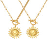Wholesale 316L Stainless Steel Hammered Geometric And Sunflower Buckle Necklace For Women With Electroplating Light Luxury Style