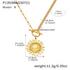 Wholesale 316L Stainless Steel Hammered Geometric And Sunflower Buckle Necklace For Women With Electroplating Light Luxury Style