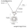 Wholesale 316L Stainless Steel Hammered Geometric And Sunflower Buckle Necklace For Women With Electroplating Light Luxury Style