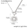 Wholesale 316L Stainless Steel Hammered Geometric And Sunflower Buckle Necklace For Women With Electroplating Light Luxury Style