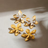 Wholesale Stainless Steel Hammered Leaf Pattern Electroplated Women's Earrings