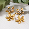 Wholesale Stainless Steel Hammered Leaf Pattern Electroplated Women's Earrings