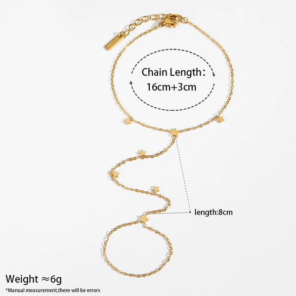 Wholesale Stainless Steel Hand Chain With Simple Style And Fivepointed Star Pattern Electroplated