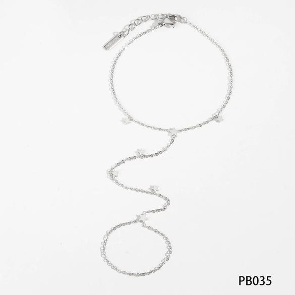 Wholesale Stainless Steel Hand Chain With Simple Style And Fivepointed Star Pattern Electroplated