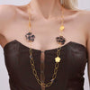 Wholesale Stainless Steel Handmade Chain Snowflake Leopard Sweater Necklace With Geometric Pattern 18K Gold Plated