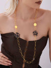 Wholesale Stainless Steel Handmade Chain Snowflake Leopard Sweater Necklace With Geometric Pattern 18K Gold Plated