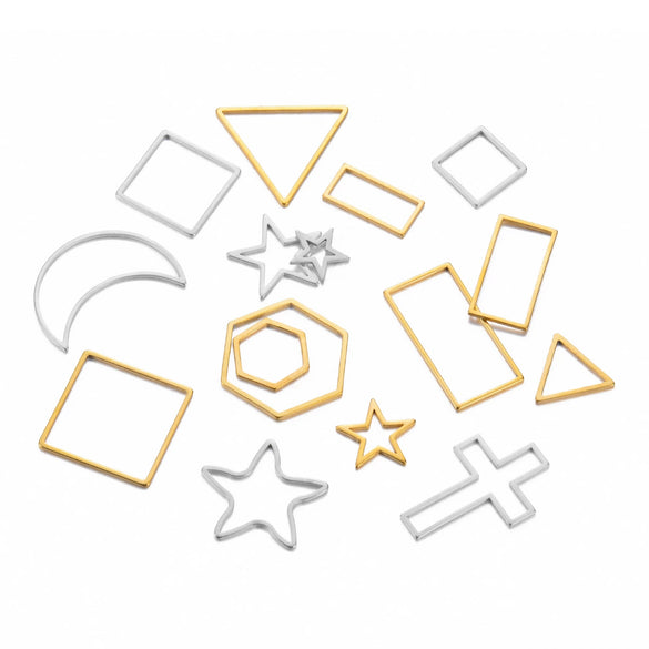 Wholesale Stainless Steel Handmade Geometric Triangle Fivepointed Star Square Earrings With Electroplating Treatment
