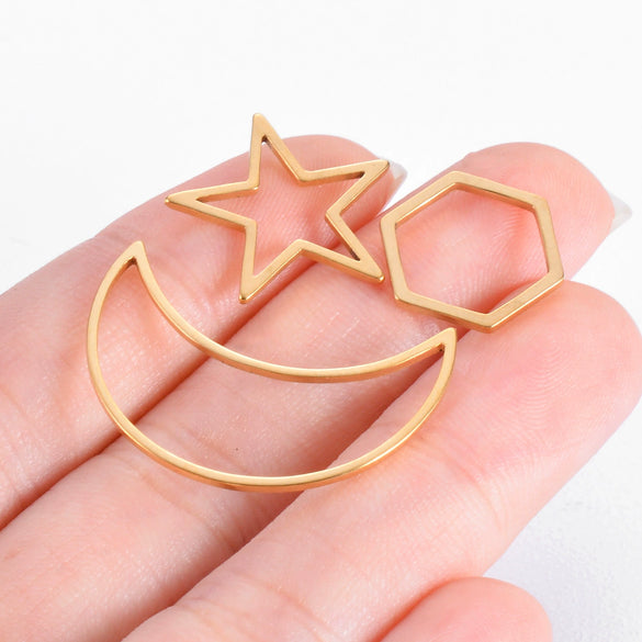 Wholesale Stainless Steel Handmade Geometric Triangle Fivepointed Star Square Earrings With Electroplating Treatment