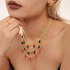 Wholesale Stainless Steel Handmade Geometric Water Drop Cat's Eye Light Luxury Style Necklace
