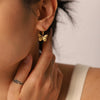 Wholesale Stainless Steel Hanging Butterfly Earrings Jewelry For Women 18K Goldplated Geometric Style