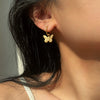 Wholesale Stainless Steel Hanging Butterfly Earrings Jewelry For Women 18K Goldplated Geometric Style