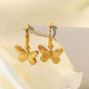 Wholesale Stainless Steel Hanging Butterfly Earrings Jewelry For Women 18K Goldplated Geometric Style