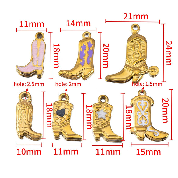 Wholesale Stainless Steel Heart And Boot Charms For Diy Bracelet And Necklace Dripping Oil Style