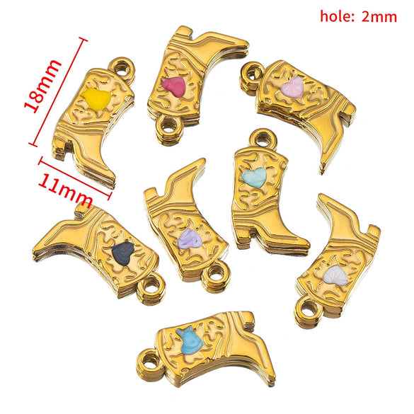 Wholesale Stainless Steel Heart And Boot Charms For Diy Bracelet And Necklace Dripping Oil Style