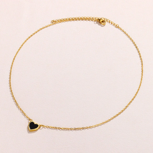 Wholesale Stainless Steel Heart Geometric Light Luxury Style Oil Dripping Necklace
