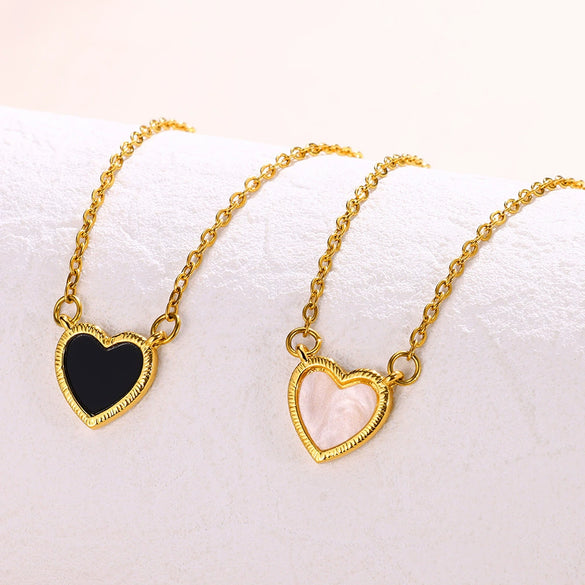 Wholesale Stainless Steel Heart Geometric Light Luxury Style Oil Dripping Necklace