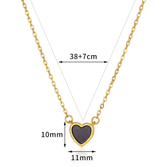 Wholesale Stainless Steel Heart Geometric Light Luxury Style Oil Dripping Necklace