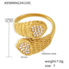 Wholesale Stainless Steel Heart Geometric Pattern Double Love Handinlaid Colorful Zircon Ring Pvd Electroplated For Women