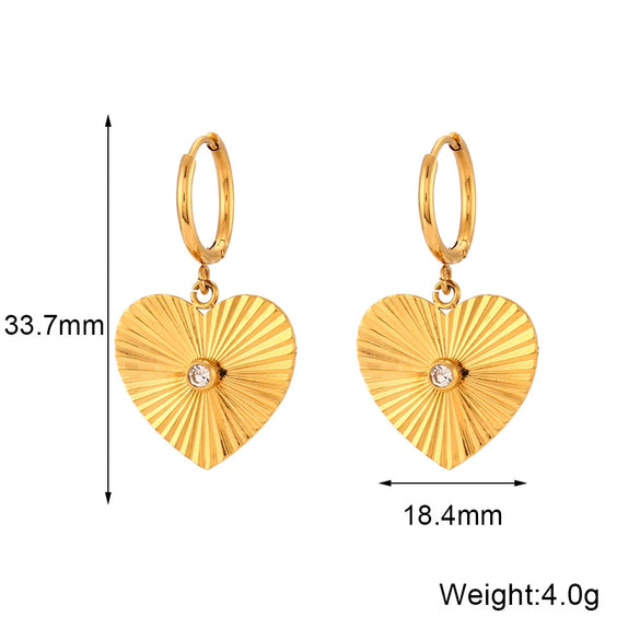 Wholesale Stainless Steel Heart Geometric Pattern Electroplated Pendant Earrings For Women