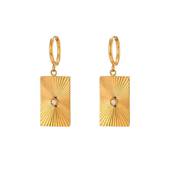 Wholesale Stainless Steel Heart Geometric Pattern Electroplated Pendant Earrings For Women